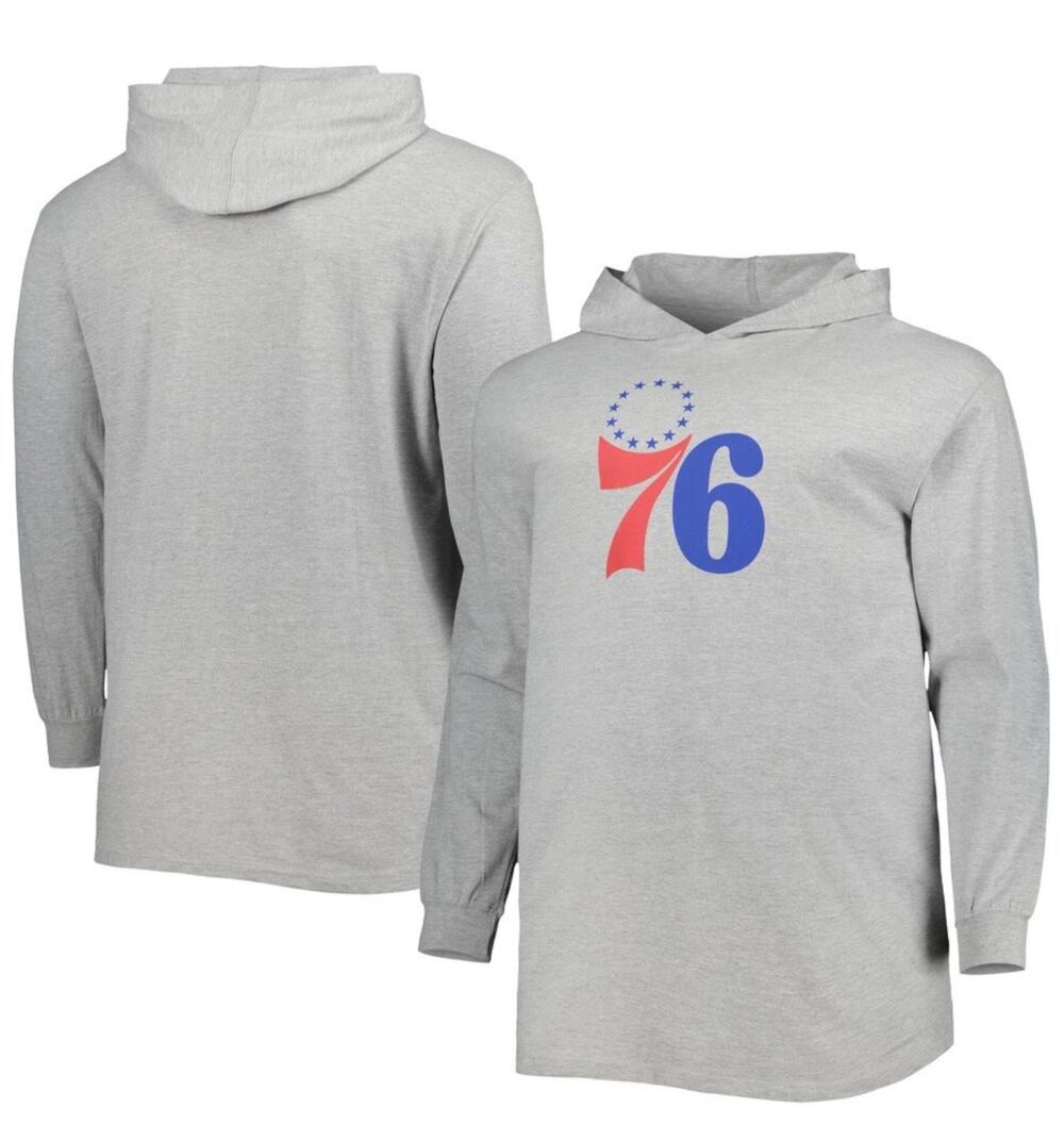 NWT Philadelphia 76ers Fanatics Big & Tall Pullover Hoodie Gray 3XB NBA